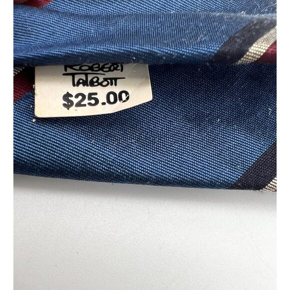 Robert Talbott Silk Tie Red Barn Blue Background Red White Blue Stripe Hand Sewn - Picture 7 of 7